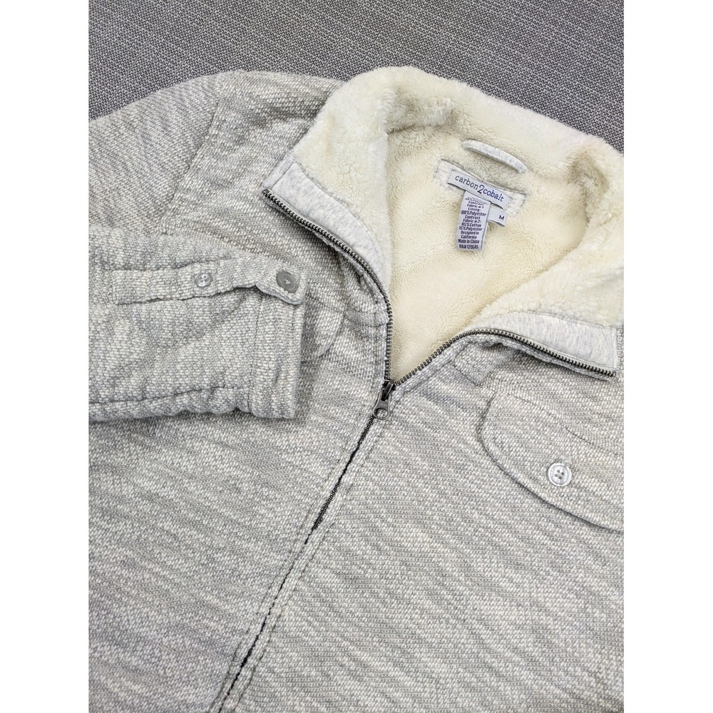 Carbon2Cobalt Jacket Womens Medium Gray Sherpa Lined Full Zip Cozy Soft